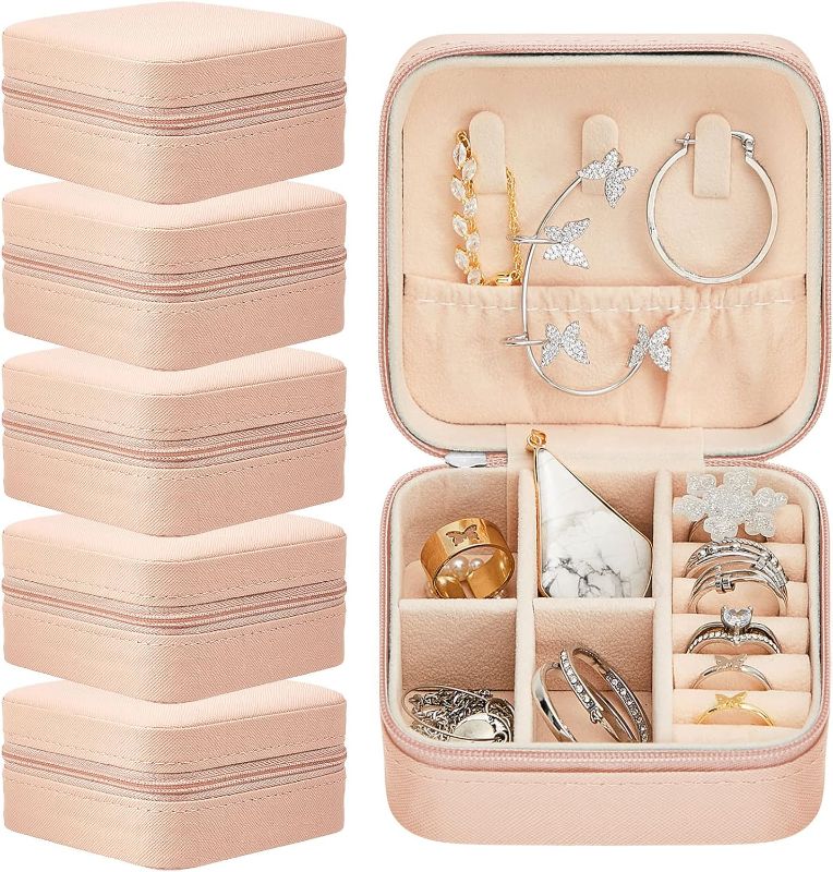 Photo 1 of 6 Pcs Travel Jewelry Case Jewelry Travel Organizer Small Jewelry Box Bridesmaid Gift Boxes Mini Storage Organizer Storage Box (Pink)
