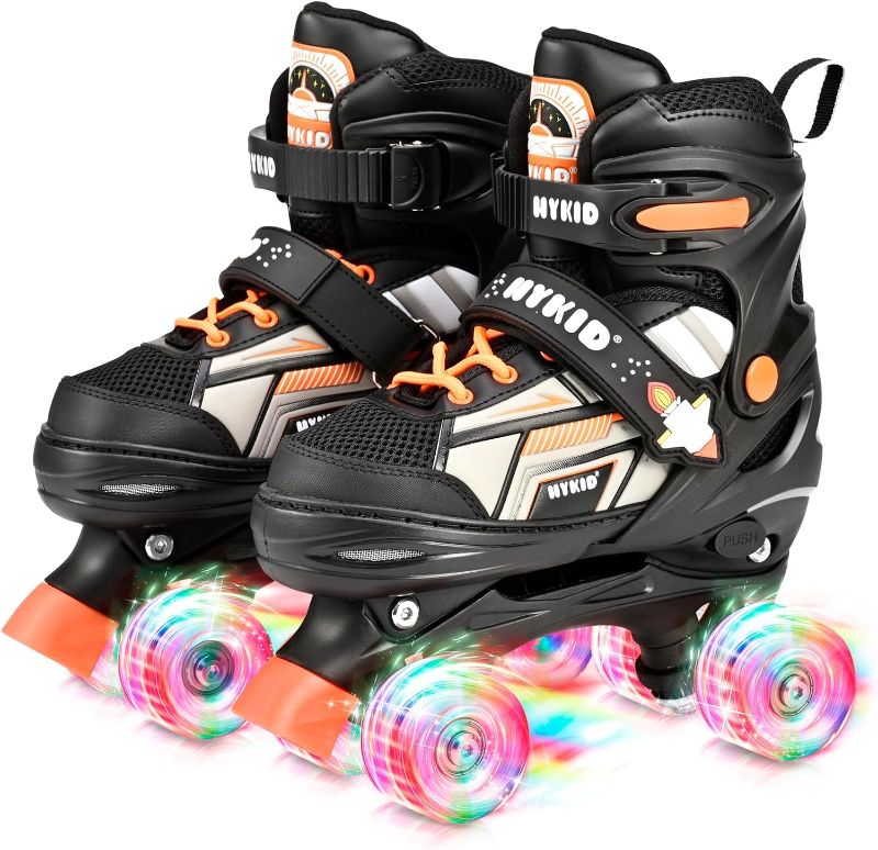 Photo 1 of HYKID Size Adjustable Roller Skates with Luminous Light Up Wheels,Safe for Girls Boys Kids Toddler, Trimmable Insole Included (US 11.5-13.5 Kid)
