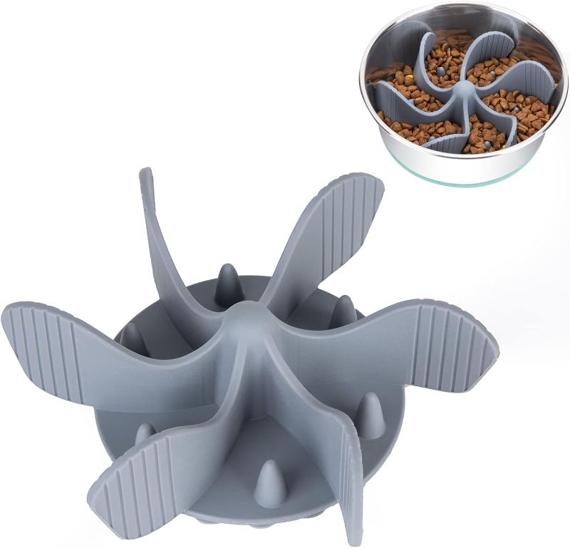 Photo 1 of Keegud Slow Feeder Dog Bowls Insert [36 Octopus Suction Cups] Super Firm Slow Eating Dog Bowl [Cuttable] for Small Breed and Medium Size Dog Compatible with Regular and Elevated Dog Bowls (Spiral)
