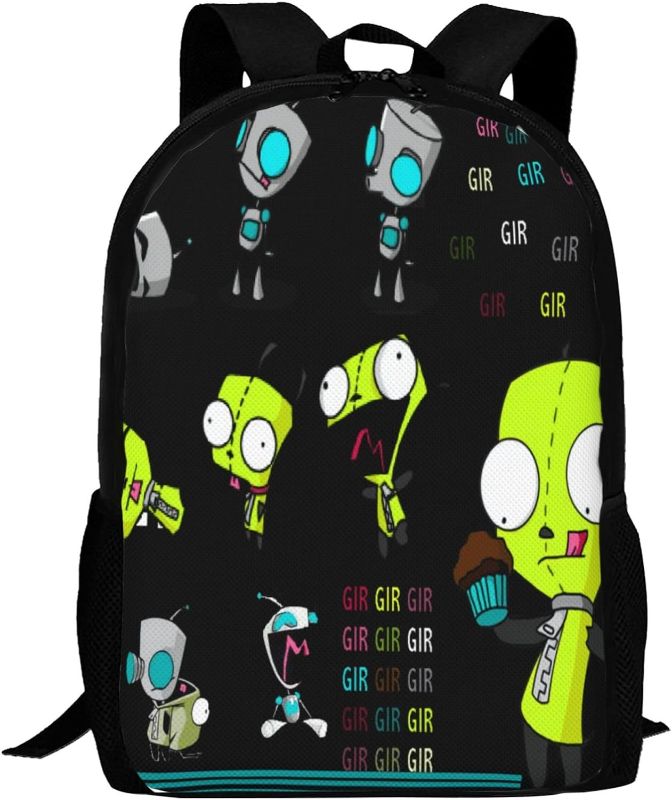 Photo 1 of CONPELSON Backpacks Invader Anime Zim Adjustable Laptop Backpack Double Shoulder Bag for Women Men Climbing Shopping Work
