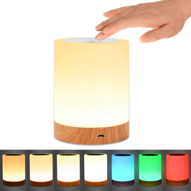 Photo 1 of UNIFUN Night Light, Touch Lamp for Bedrooms Living Room Portable Table Bedside Lamps with Rechargeable Internal Battery Dimmable 2800K-3100K Warm White Light & Color Changing RGB (Regular Size)…
