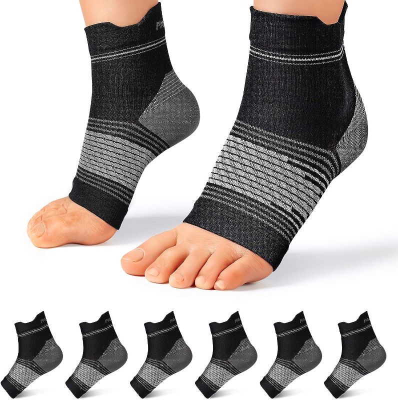Photo 1 of Plantar Fasciitis Sock (6 Pairs) for Men and Women, Compression Foot Sleeves with Arch and Ankle Support (Black, Large)
