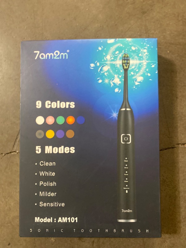Photo 2 of 7AM2M Sonic Electric Toothbrush for Adults and Kids, with 8 Brush Heads &Travel Case, IPX7 Waterproof, One Charge for 90 Days,5 Modes with 2 Minutes...
