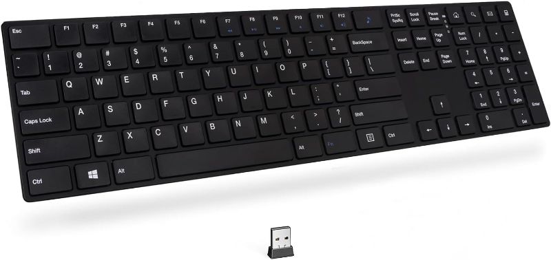 Photo 1 of TIETI K01R Wireless Keyboard, 2.4G Slim and Compact Wireless Keyboard with Numeric Keypad, Long Battery Life, Lag-Free for PC Laptop Computer Windows, Black
