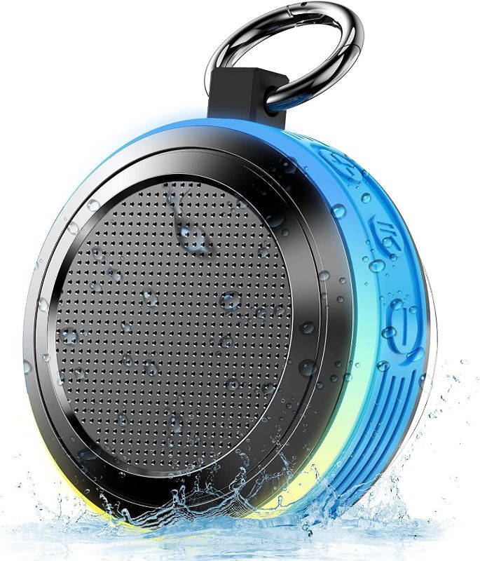 Photo 1 of Donerton Bluetooth Shower Speaker, IPX7 Waterproof Wireless Speaker with Suction Cup, Portable Speaker, 360 HD Surround Sound, Mini Speakers, Dual Stereo Pairing, Built-in Mic, Radio, Blue
