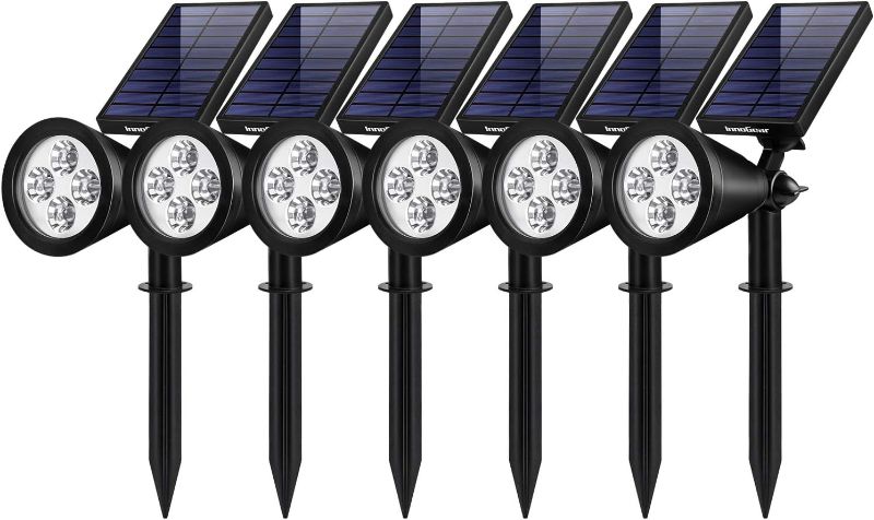 Photo 1 of InnoGear Solar Lights for Outside, Solar Lights Outdoor Waterproof Solar Garden Yard Spot Lights Spotlight Pathway Landscape Lighting Wall Light Auto On/Off, Pack of 6 (White)
