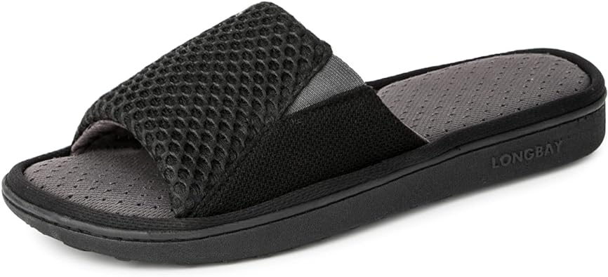 Photo 1 of LongBay Men's Comfy Memory Foam Slide Slippers Breathable Mesh Cloth House Shoes
(11-12)