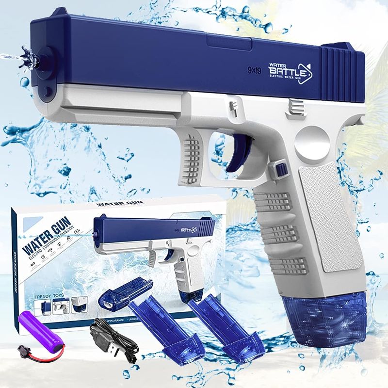 Photo 1 of Electric Water Guns Up to 32 FT Range One-Button Automatic Squirt Guns High Capacity Water Toy Guns 2023 Water Blasters for Kids Adults Boys Girls Summer Swimming Pool Party Beach Outdoor
