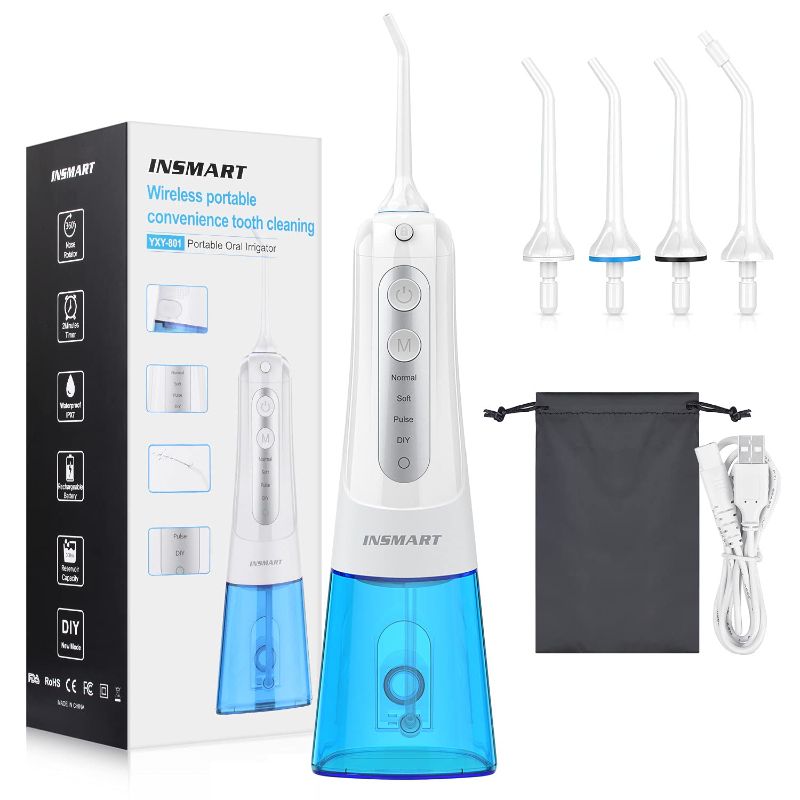 Photo 1 of Cordless Water Dental Flosser Teeth Cleaner, INSMART Professional 300ML Tank DIY Mode USB Rechargeable Dental Oral Irrigator for Home and Travel, IPX7 Waterproof 3 Modes Irrigate for Oral Care
