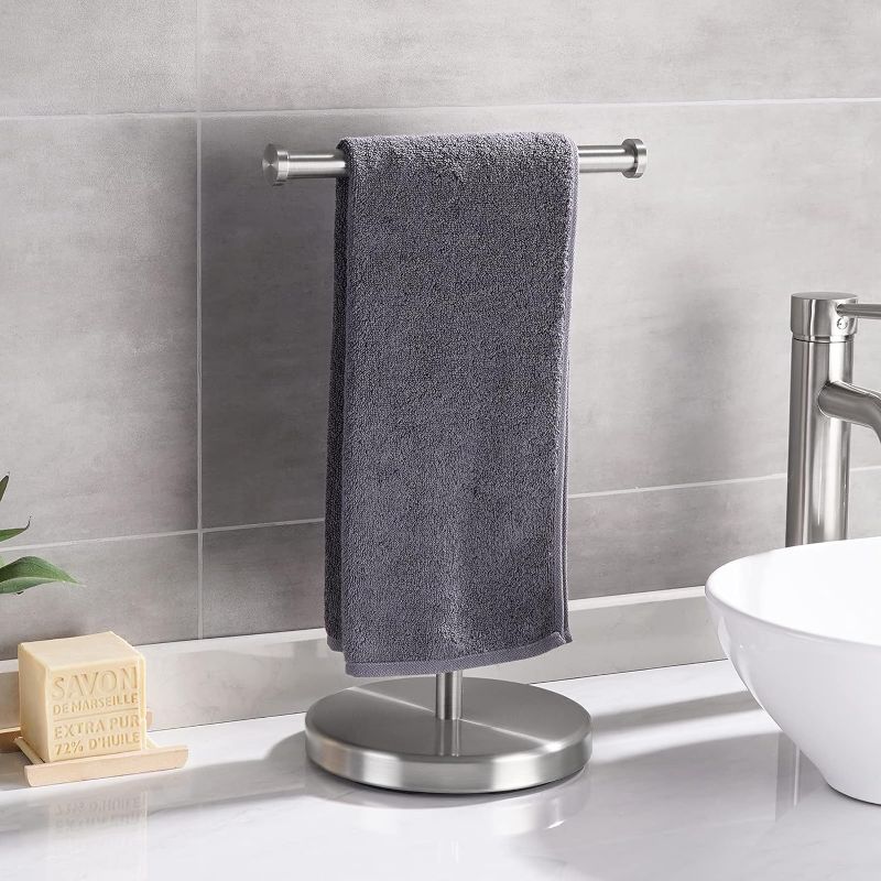 Photo 2 of KES Towel Rack T-Shape Hand Towel Holder Stand Total Height 17" SUS304 Stainless Steel for Bathroom Vanity Countertop Brushed Finish, BTH208S20-2
