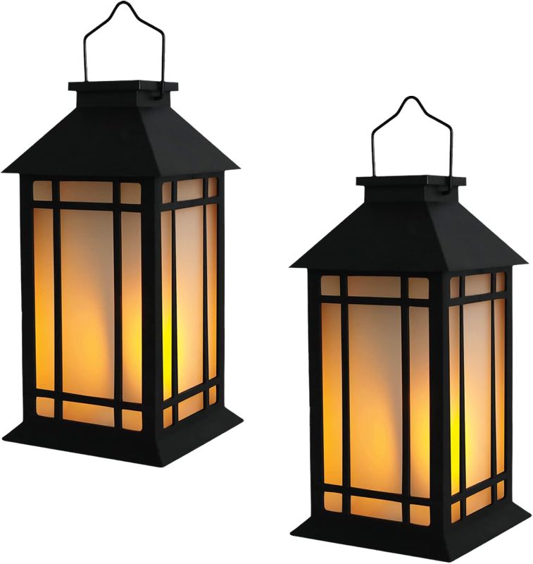 Photo 1 of Decorative Lantern with Led Flameless Candle with 6hr Timer -13" Vintage Decor Battery Powered Candle Lantern?Decorative Hanging Lantern for Patio -Tabletop Lantern-Outdoor Lantern (2 Pack)
