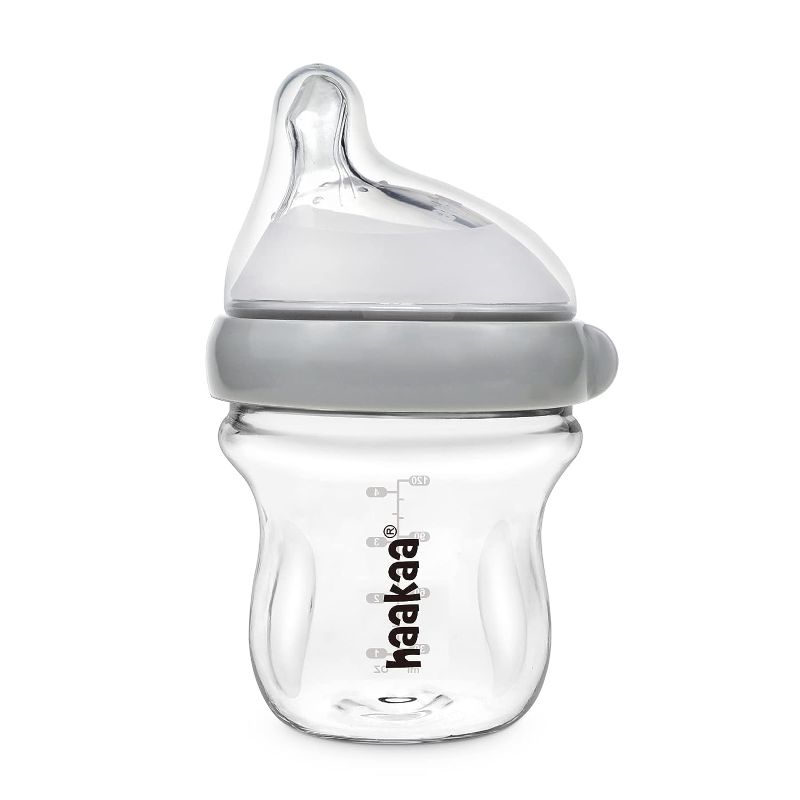 Photo 1 of haakaa Gen.3 Natural Glass Baby Bottle 4.2oz/120ml - Wide Neck Anti-Colic Slow Flow Nipple for 0M+ Breastfed Baby, Newborn Registry Essentials,BPA-Free - 1 PK
