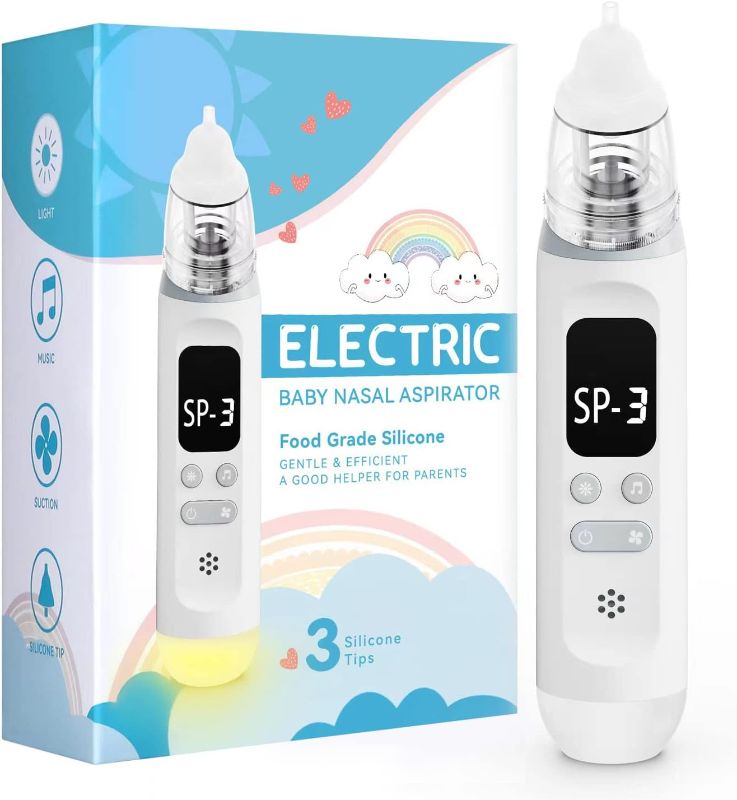 Photo 1 of Nasal Aspirator for Baby, Electric Baby Nose Sucker with Adjustable 3 Levels Suction, Rechargeable Booger Sucker for Babies with 8 Light Modes and 3 Nursery Rhymes
