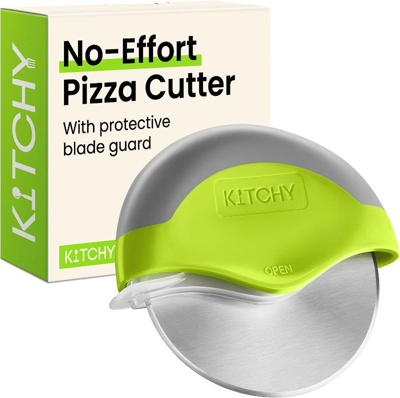 Photo 1 of Kitchy Pizza Cutter Wheel with Protective Blade Cover, Ergonomic Pizza Slicer (Green)
