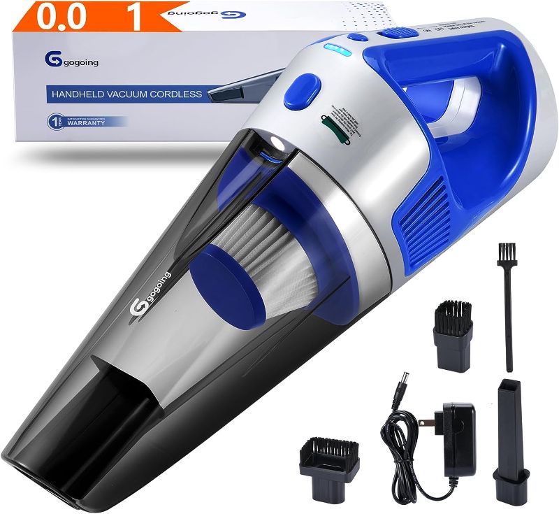 Photo 1 of GOGOING Handheld Vacuum Cordless, Car Vacuum with Powerful Suction [9000Pa], Rechargeable Hand Held Vacuum, Portable Mini Hand Vacuum with Large Dirt Bowl, 3 Versatile Attachments & Cleaning Brush
