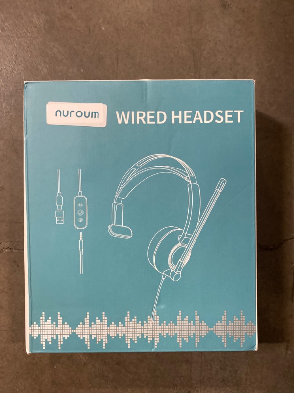 Photo 2 of NUROUM Wired Headset, Dual-Ear (Stereo) Headphones with Noise Canceling Microphone, On Ear Computer Headset with in-line Control, USB/Type-C, PC Headset for Home Office Online Class Skype Zoom
