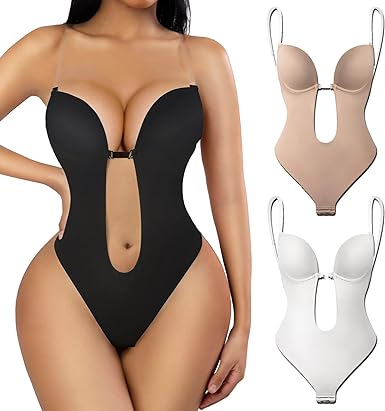 Photo 1 of Atinxong Backless Shapewear for Women Tummy Control Backless Body Shaper Plus Size Thong Shapewear Bodysuit with Built-in Bra
