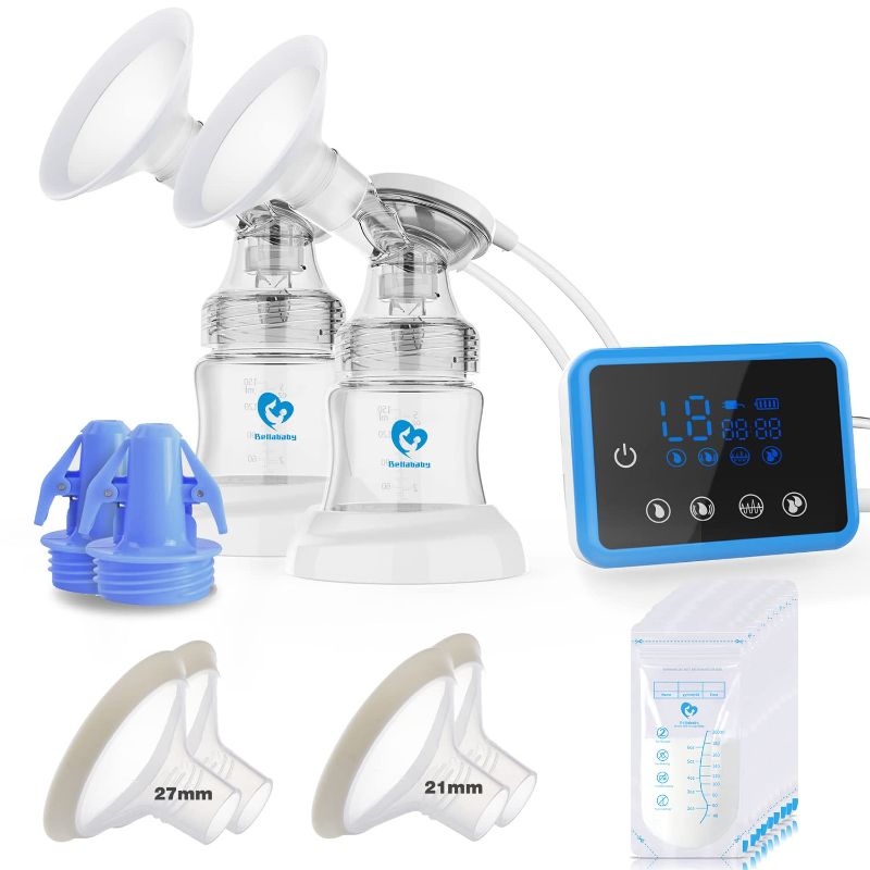 Photo 1 of Bellababy Double Electric Breast Feeding Pumps with 21mm,24mm,27mm Flanges,Touch Screen,Pain Free Strong Suction 4 Models 9 Levels Strength
