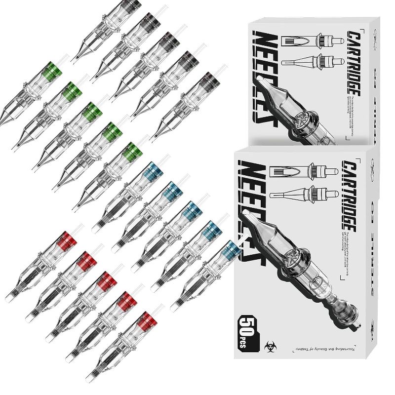 Photo 1 of Wormhole Tattoo Cartridge Needles Long Taper 50pcs Assorted Disposable Tattoo Needle Cartridges Mixed 5RL 7RL 9RL 5RS 7RS 9RS 15M1 21M1 15RM 21RM Round Liner Shader Magnum Round Magnum
