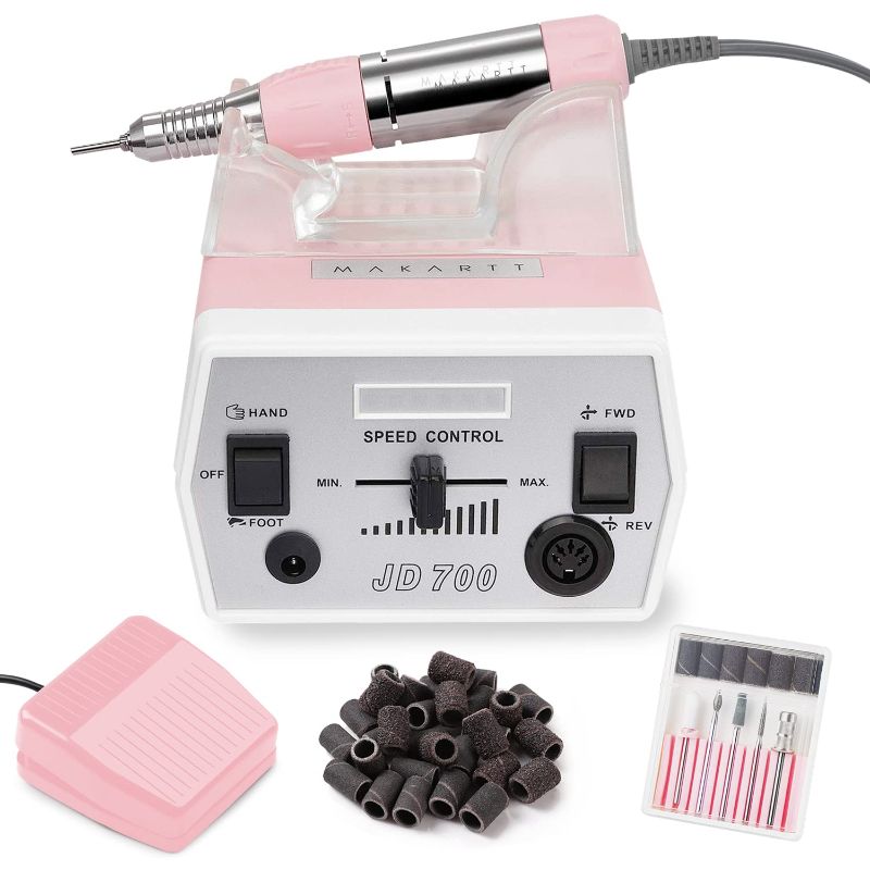 Photo 1 of Makartt Nail Drill Portable Electric Nail File Machine Geneviere E File Pink JD700 Professional 30000RPM Manicure Drill for Acrylic Nails Poly Nail Gel Polish Beauty Gift
