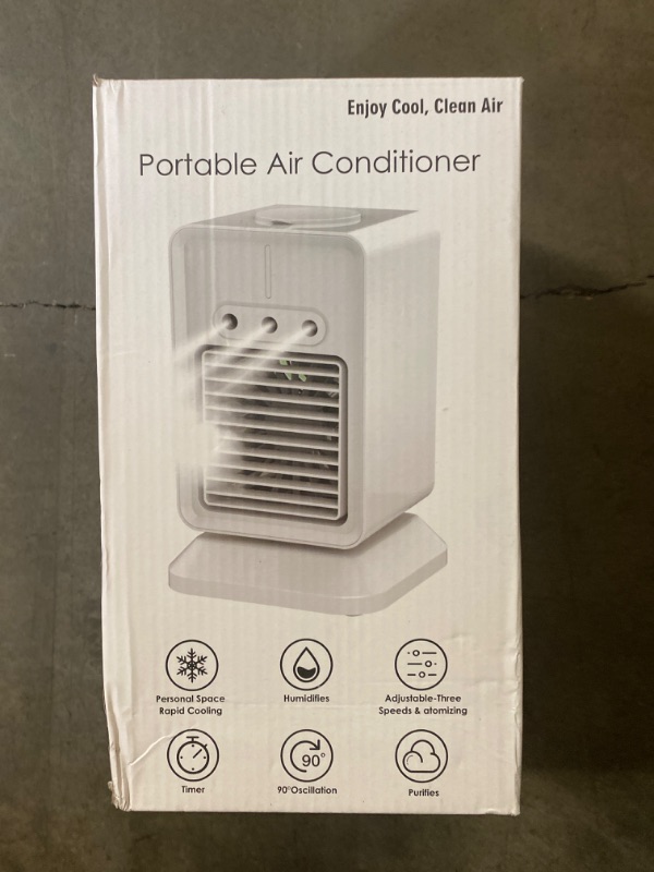 Photo 2 of Rechargeable Air Conditioner Fan, Evaporative Mini Personal Air Conditioner with Timer and Oscillation Function, 3 Levels Speed, 300ML Water Tank, Window Desk Air Cooler for Home, Office and Outdoor
