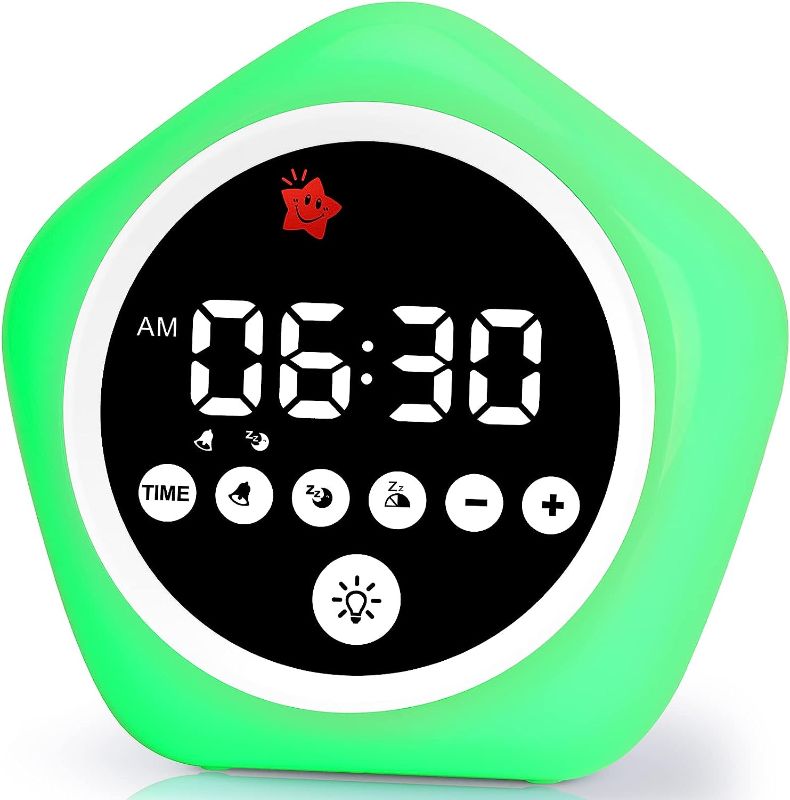 Photo 1 of ANNNGUL Kids Alarm Clock, Toddler Sleep Training Clock with Night Lights, Ok to Wake Clock for Children
