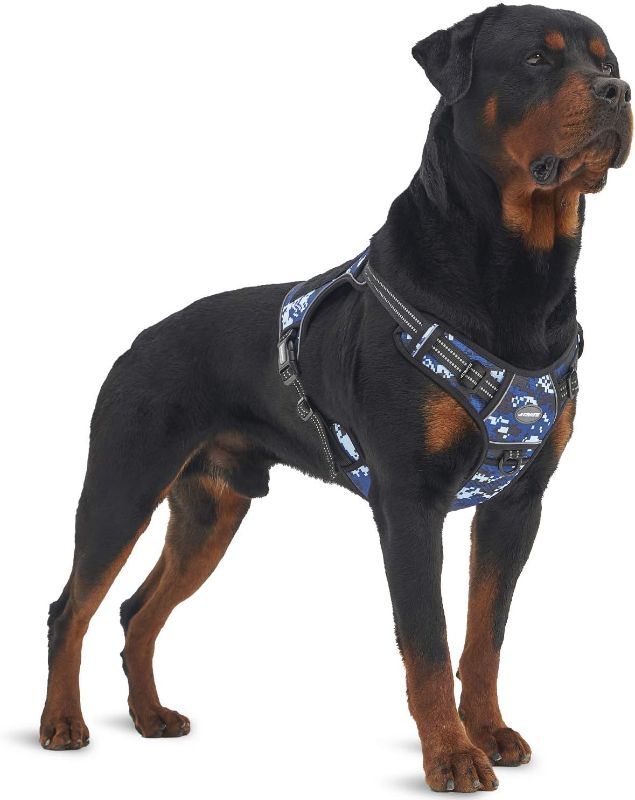 Photo 1 of Auroth Tactical Dog Training Harness No Pulling Front Clip Leash Adhesion Reflective K9 Pet Working Vest Easy Control for Small Medium Large Dogs Blue Camo L
