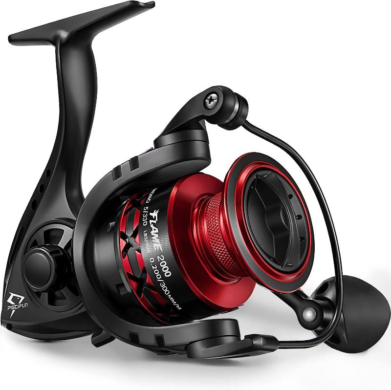 Photo 1 of Piscifun Flame Spinning Reels, Lightweight 9+1BB Ultra Smooth Spinning Fishing Reels, 19.8LBs Max Drag, 500, 1000, 2000, 3000, 4000, 5000 Series, Red & Blue
