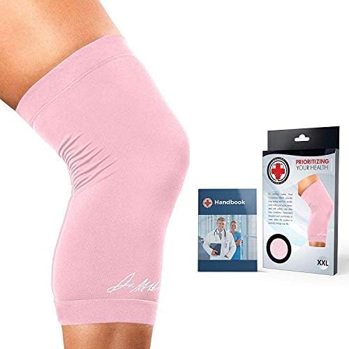 Photo 1 of Doctor Developed Ladies Pink Knee Brace/Knee Compression Sleeve/Knee Support for Women & Doctor Written Handbook -Guaranteed relief for Arthritis, Tendonitis, Injury support, & Running (3X-Large)
