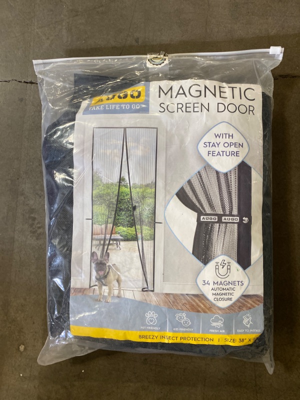 Photo 2 of AUGO Magnetic Screen Door - Self Sealing, Heavy Duty, Hands Free Mesh Partition Keeps Bugs Out - Pet and Kid Friendly - Patent Pending Keep Open Feature - 36 Inch x 97 Inch
