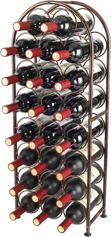 Photo 1 of PAG 23 Bottles Arched Freestanding Floor Metal Wine Rack Wine Bottle Holders Stands, Antique Brown
