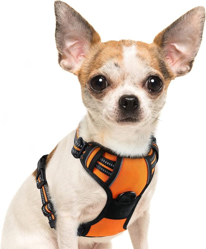 Photo 1 of Eagloo Dog Harness for Large Dogs No Pull, Front Clip Dog Walking Harness with Reflective Adjustable Soft Padded Vest and Easy Control Handle, No-Choke Pet Harness with 2 Metal Rings, Orange, S
