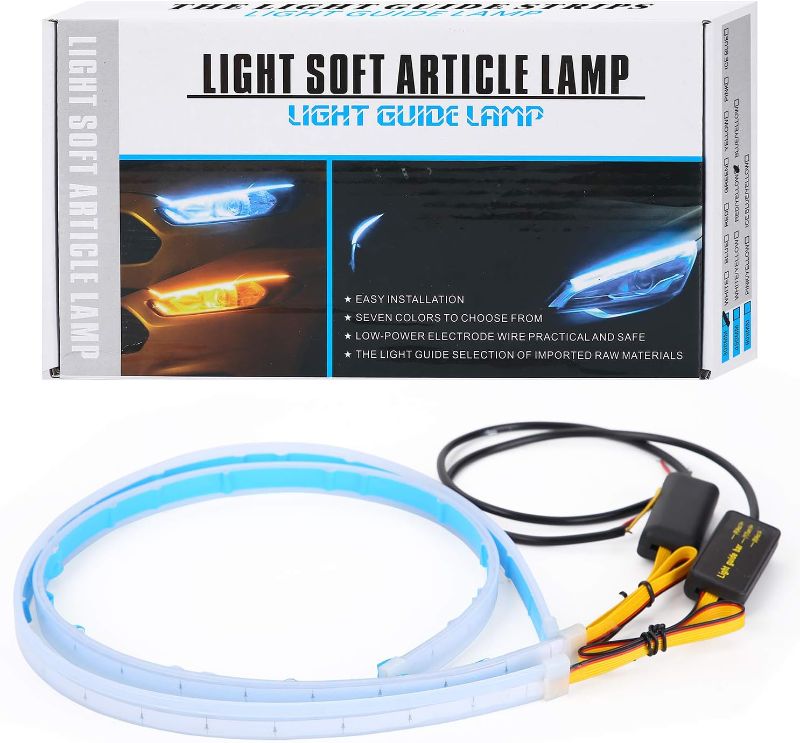Photo 1 of CoCsmart Flexible Car Led Light Strip, Dual Color 2 Pcs 24 Inches DRL LED Headlight Surface Strip Tube Light Daytime Running White & Amber Waterproof Switchback Sequential Lamp Turn Signal Light …
