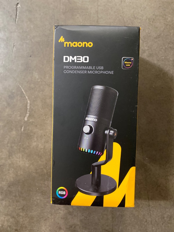 Photo 2 of MAONO USB Gaming Microphone for PC, Programmable Condenser Mic with RGB Light, Mute, Gain, Monitoring, Volume Control for Streaming, Podcast, Twitch, YouTube, Discord, Computer, Mac, PS5, DM30 (Black)

