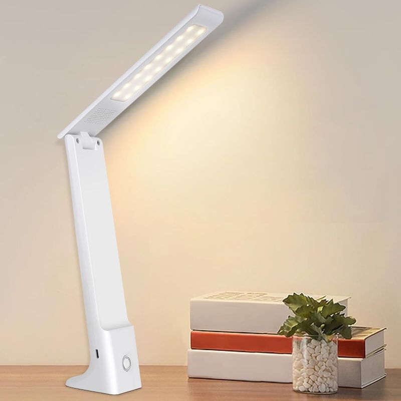 Photo 1 of Usoway Rechargeable Desk Lamp, Portable Battery Powered Desk Lamp, May Touch Control Adjusting Brightness, USB Charging Port Three Lighting Mode, Home Dormitories Read LED Desk Lamp.
