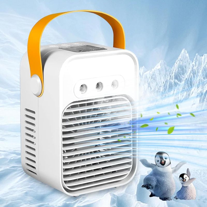 Photo 1 of Portable Air Conditioner, 3 Speeds Evaporative Air Cooler Humidifier Personal Desk Fan with 7 Colors Light USB Mini Air Cooler with Sprays Humidify Portable AC for Home Office Bedroom Camping
