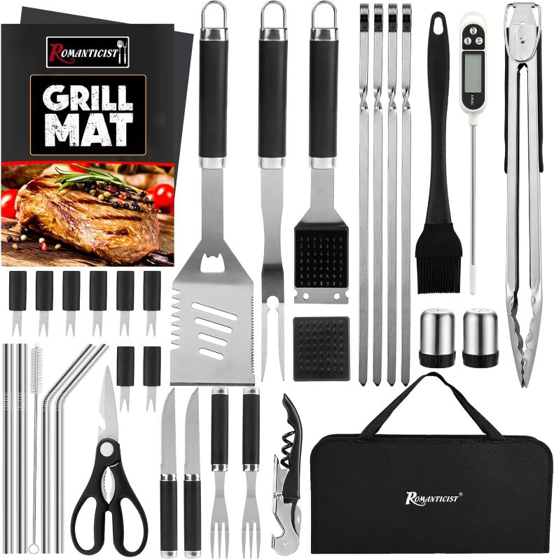 Photo 1 of ROMANTICIST 35PCS Barbecue Tool Set with Storage Bag - Portable Grill Tool Kit - Professional BBQ Set for Outdoor Cooking and Camping Grill Accessories Sets
