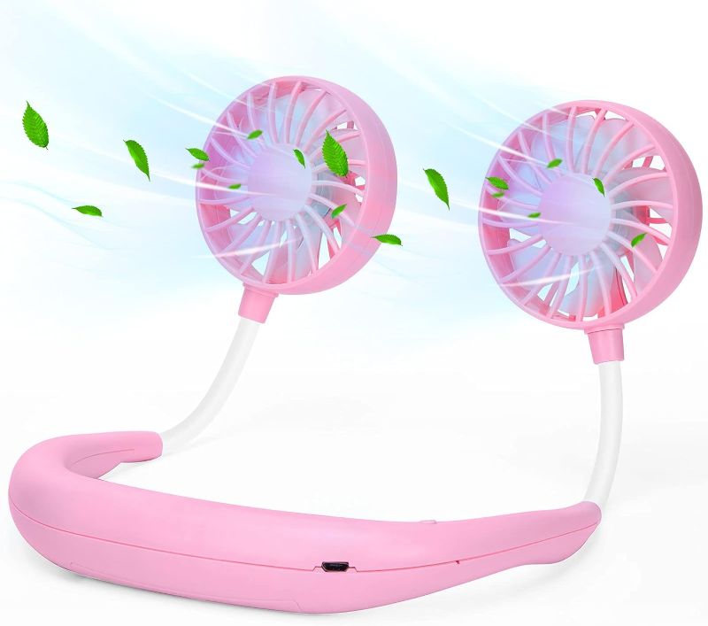 Photo 1 of Neck Fan,Portable Neck Fans Rechargeable Personal Fans For Your Neck Wearable Fan Neck Air Conditioner Cooling Neck Fan With 360 Degree Rotation 2000mAh For Travel Sports Walking And Outdoor Working
