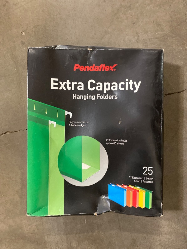 Photo 2 of Pendaflex Extra Capacity Hanging File Folders, Letter Size, Reinforced, 2 Inch Expansion, Assorted Colors, 25 Per Box (4152X2 ASST)
