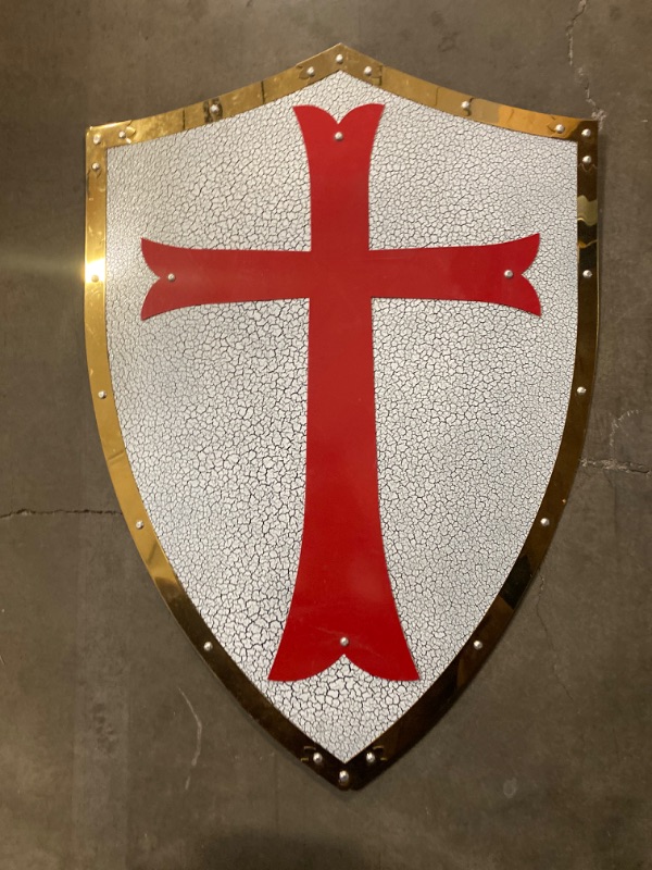 Photo 2 of COSWOR Medieval Knight Shield Richard The Lionheart/Red Cross Templar Knight Armor Shield for Cosplay, Home Decoration
