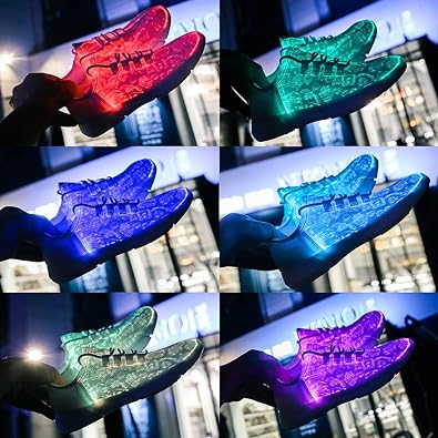 Photo 2 of ANEMEL Unisex LED Fiber-Optical USB Charging Colorful Light Up Luminous Shoes Casual Breathable Sneakers
(6.5)
