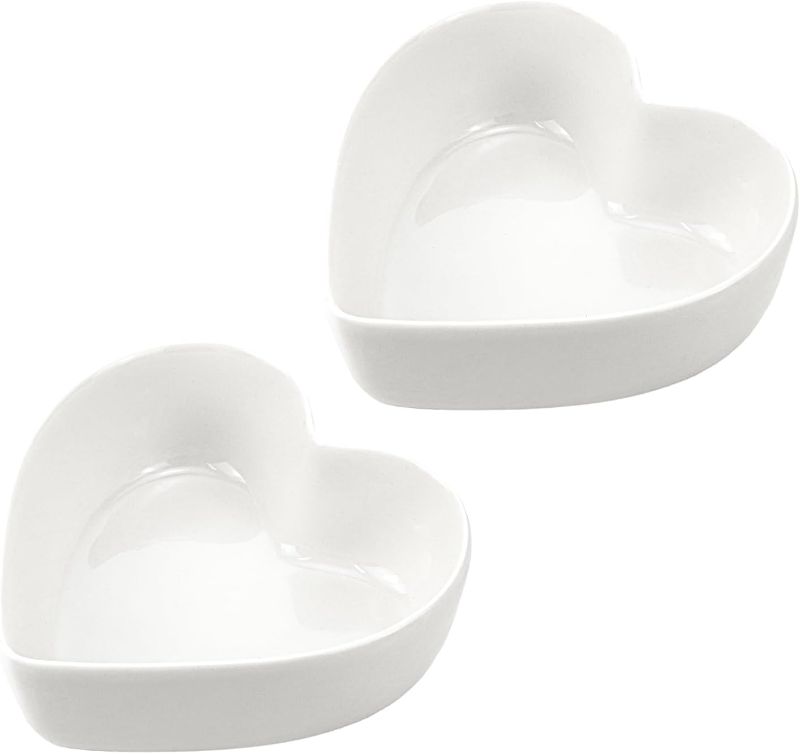 Photo 1 of WAIT FLY 2pcs Heart-Shaped Bowls for Salad Soup Snack Dessert Household Cooking Bowls for Home Kitchen, White
