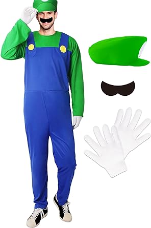 Photo 1 of HEYFIZZ Plumber Costume for Adults-Halloween Costume for Men Cosplay Jumpsuit with Accessory
(M)