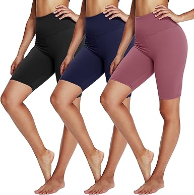 Photo 1 of YOLIX 3 Pack Buttery Soft Biker Shorts for Women – 8" High Waisted Yoga Workout Athletic Sports Shorts (S-M)
