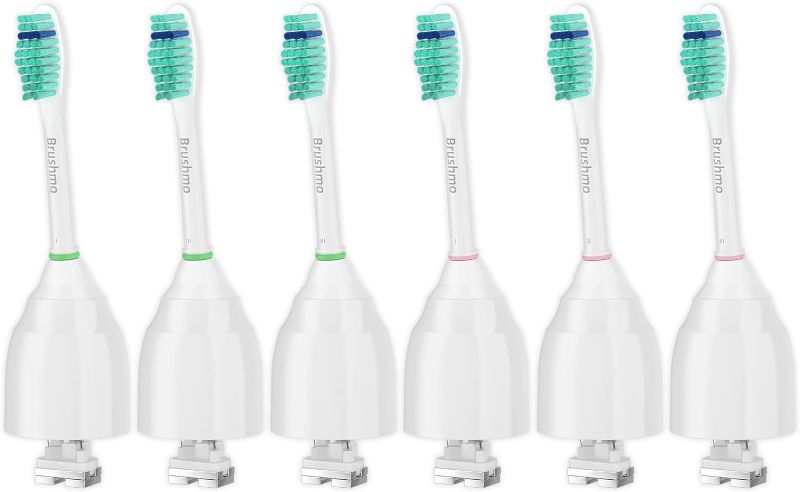 Photo 1 of Brushmo Replacement Toothbrush Heads for Philips Sonicare E-Series HX7022/66, 6 Pack, Fits Sonicare Essence, Xtreme, Elite, Advance, and CleanCare Electric Toothbrush with Hygienic caps
