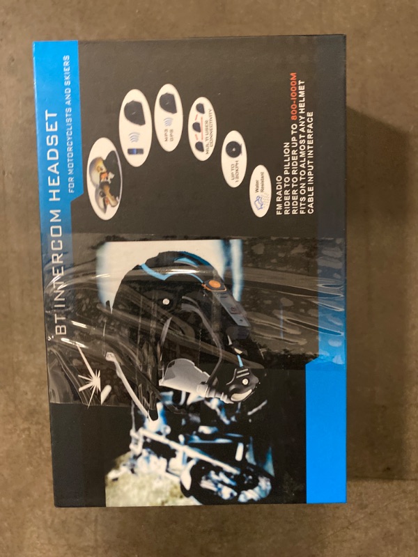 Photo 1 of Motorcycle Bluetooth Headset, BT-S2 Bluetooth 5.0 Helmet Intercom Headset up to 3 Riders 1000M Helmet Communication System for Ski/ATV/Dirt Bike/Racing/Climbing (Boom Microphone,Single)
