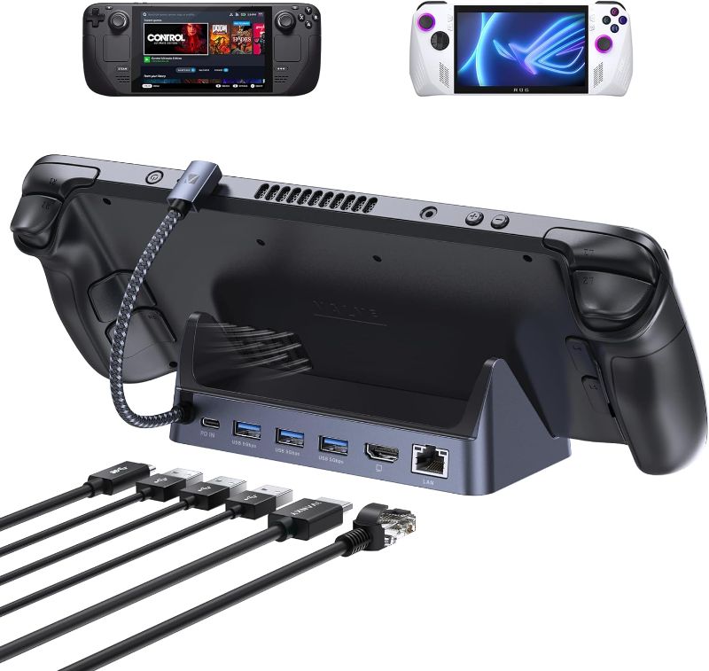 Photo 1 of iVANKY Steam Deck Dock, 6-in-1 Hub Docking Station for Steam Decl with HDMI 4K@60Hz Gigabit Ethernet, USB-A 3.0, 100W Charging USB-C Port for Valve Stream Deck
