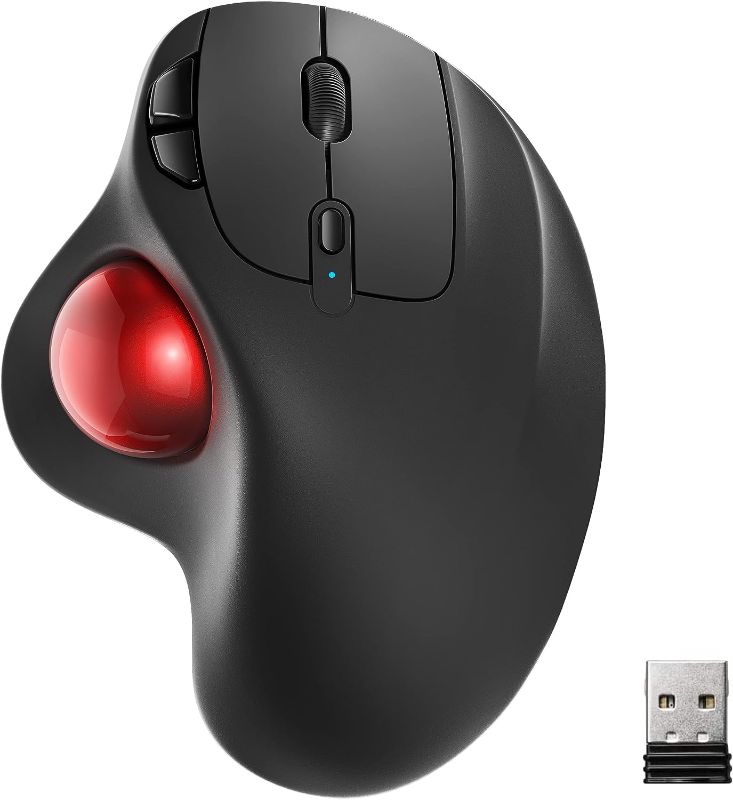 Photo 1 of Nulea Wireless Trackball Mouse, Rechargeable Ergonomic, Easy Thumb Control, Precise & Smooth Tracking, 3 Device Connection (Bluetooth or USB), Compatible for PC, Laptop, iPad, Mac, Windows, Android

