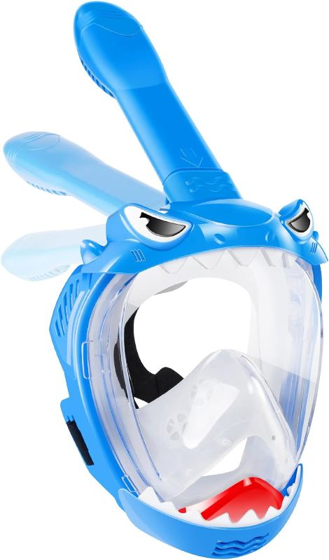 Photo 1 of Zipoute Snorkel Full Face Snorkel Mask for Kids, Kids Snorkeling Set 180 Degree Panoramic View, Safe Anti-Leak Anti-Fog, Foldable Dry Top Snorkeling Gear for Kids Adult
