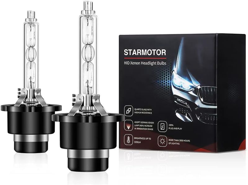 Photo 1 of starmotor D2S Headlight Bulb Diamond White Bulbs HID Headlight Assembly Pair Bulbs Super Bright D2S HID Light for Car Xenon Headlight Bulbs 12V 35W High Low Beam Headlight Bulb Pack of 2
